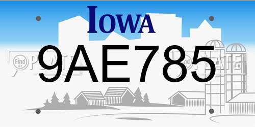 9AE785 Iowa License Plate