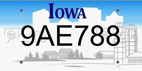 9AE788 Iowa License Plate