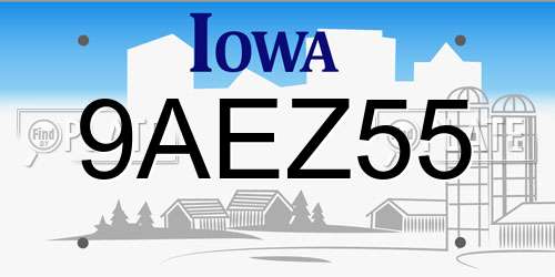 9AEZ55 Iowa License Plate