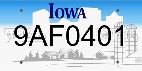 9AF0401 Iowa License Plate