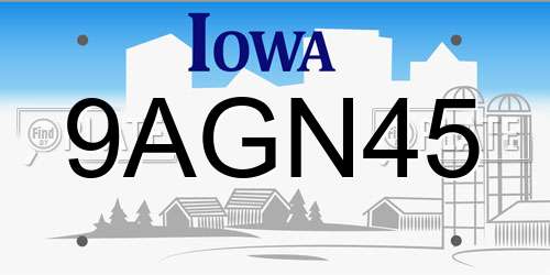 9AGN45 Iowa License Plate