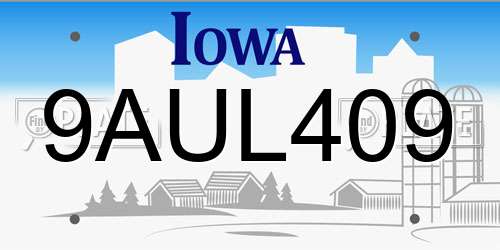 9AUL409 Iowa License Plate