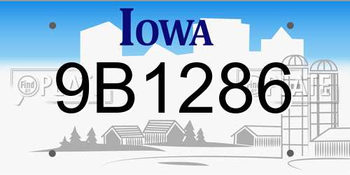 9B1286 Iowa License Plate