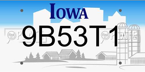 9B53T1 Iowa License Plate