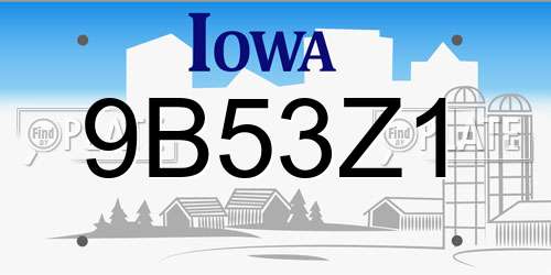 9B53Z1 Iowa License Plate