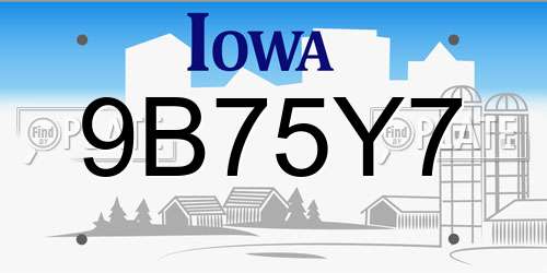 9B75Y7 Iowa License Plate