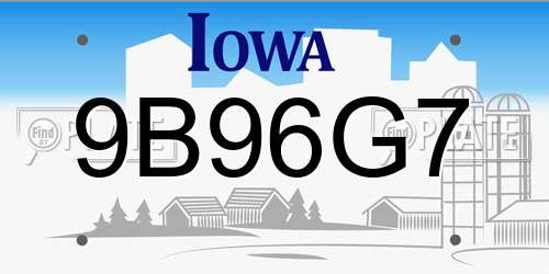 9B96G7 Iowa License Plate
