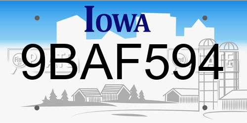 9BAF594 Iowa License Plate