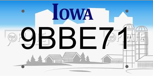 9BBE71 Iowa License Plate