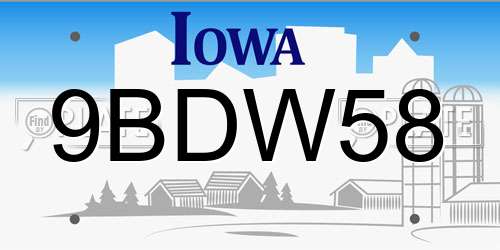 9BDW58 Iowa License Plate