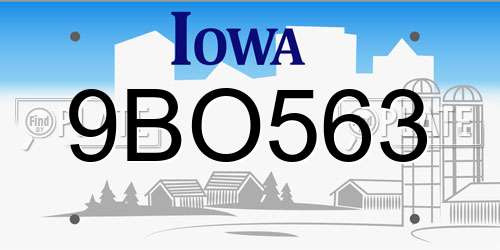 9BO563 Iowa License Plate