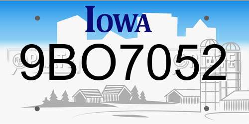 9BO7052 Iowa License Plate