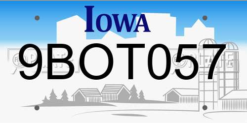 9BOT057 Iowa License Plate
