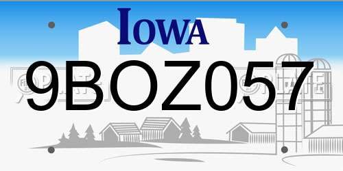 9BOZ057 Iowa License Plate