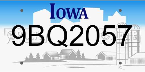9BQ2057 Iowa License Plate