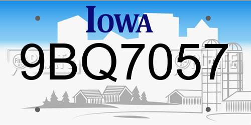 9BQ7057 Iowa License Plate