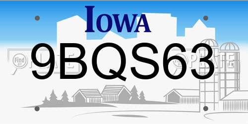 9BQS63 Iowa License Plate