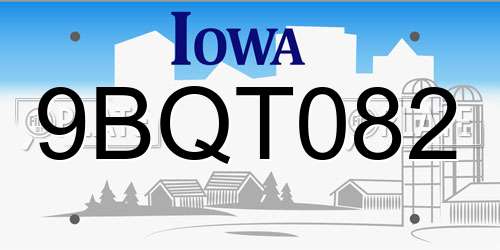 9BQT082 Iowa License Plate