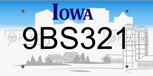 9BS321 Iowa License Plate
