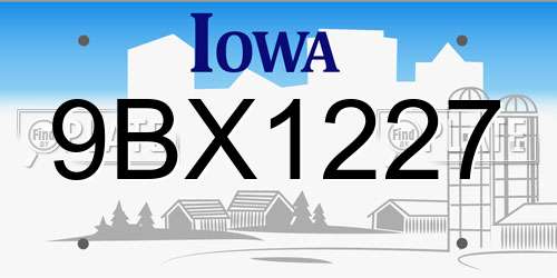 9BX1227 Iowa License Plate