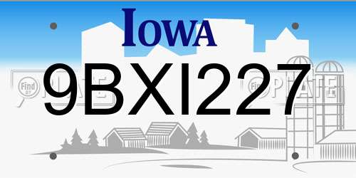 9BXI227 Iowa License Plate