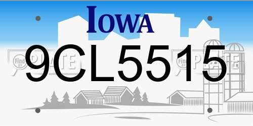 9CL5515 Iowa License Plate
