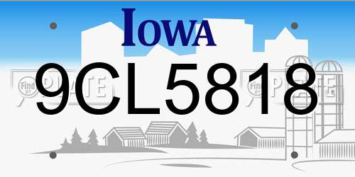 9CL5818 Iowa License Plate