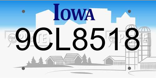 9CL8518 Iowa License Plate