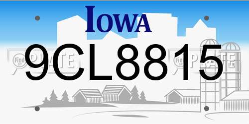 9CL8815 Iowa License Plate