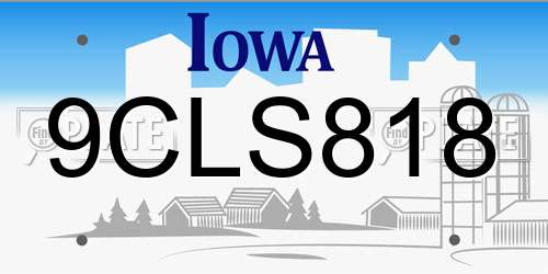 9CLS818 Iowa License Plate
