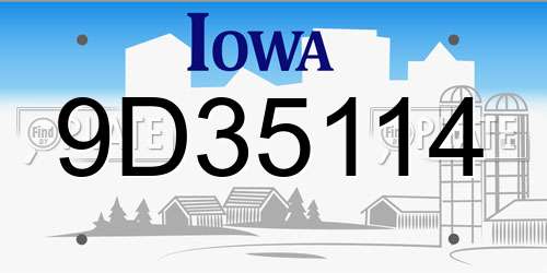 9D35114 Iowa License Plate