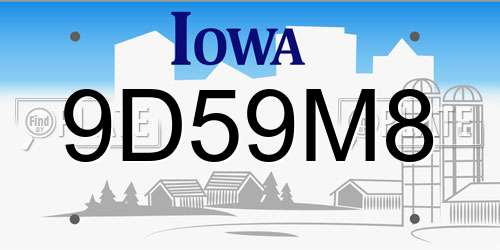 9D59M8 Iowa License Plate