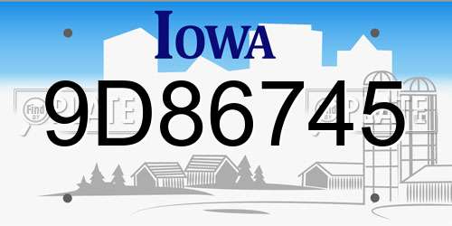 9D86745 Iowa License Plate