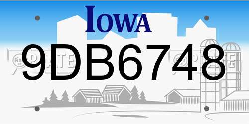 9DB6748 Iowa License Plate