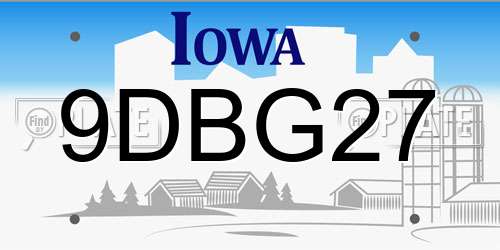 9DBG27 Iowa License Plate