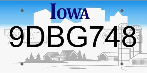 9DBG748 Iowa License Plate