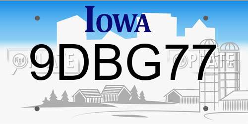 9DBG77 Iowa License Plate