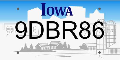 9DBR86 Iowa License Plate