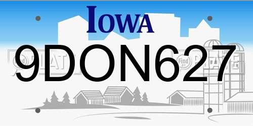 9DON627 Iowa License Plate