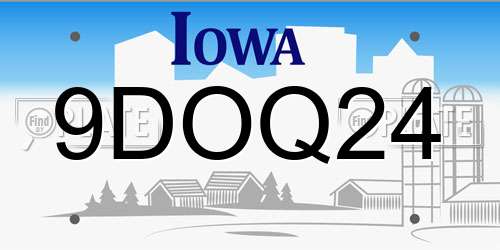 9DOQ24 Iowa License Plate