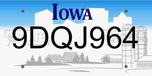 9DQJ964 Iowa License Plate
