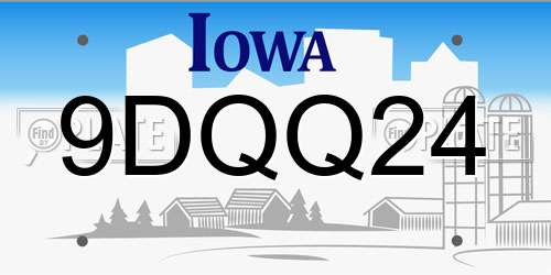 9DQQ24 Iowa License Plate
