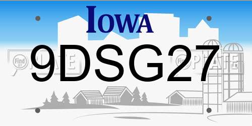 9DSG27 Iowa License Plate