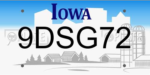 9DSG72 Iowa License Plate