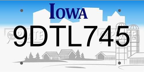 9DTL745 Iowa License Plate