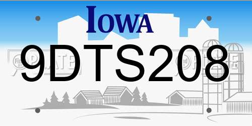 9DTS208 Iowa License Plate