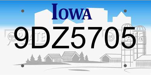 9DZ5705 Iowa License Plate