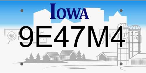9E47M4 Iowa License Plate
