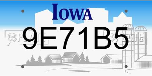 9E71B5 Iowa License Plate