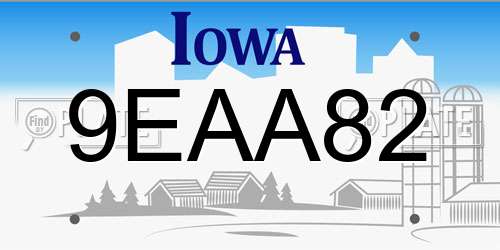 9EAA82 Iowa License Plate